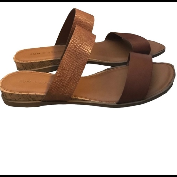 Sun + Stone Cognac Sandals Women 7.5 - Picture 4 of 4